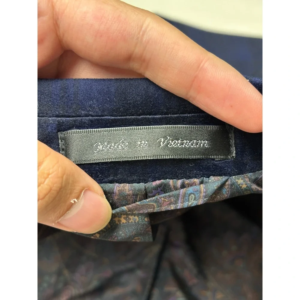 Lauren Ralph Lauren Mens 50R Navy Blue Velvet  Blazer Paisley Lining Coat